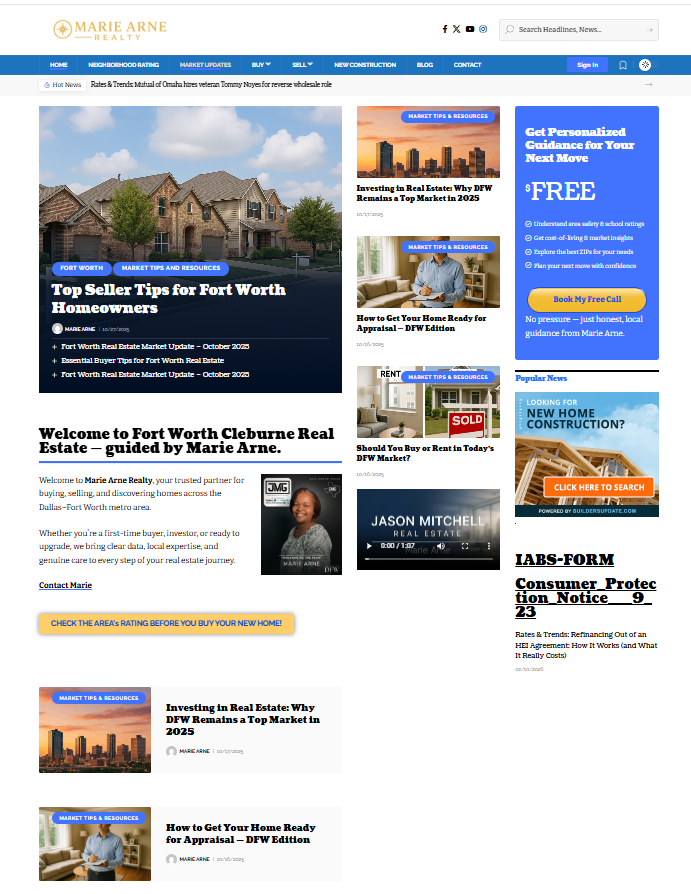 Fort Worth Cleburne Real Estate website screenshot